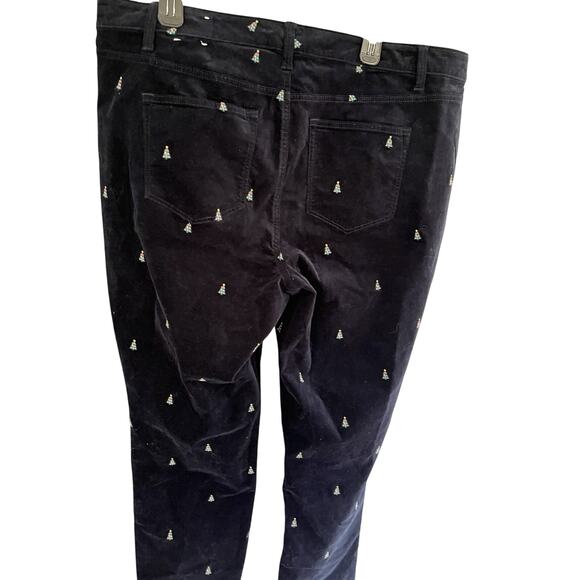 Velvet Talbot's Christmas Pants 18WP Black Straight Leg Tree Embroidery Holiday - Picture 6 of 6